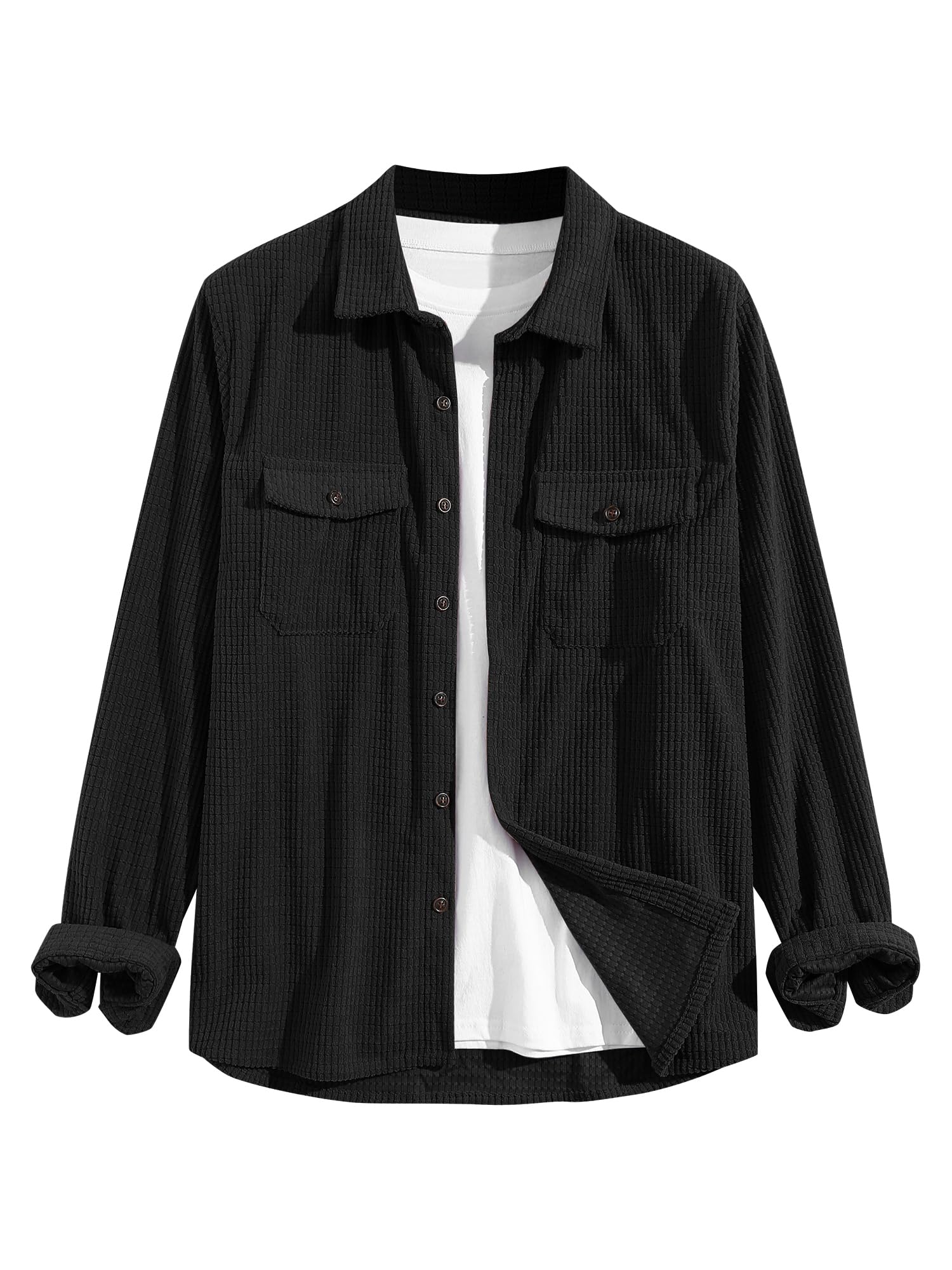ZAFUL Unisex Plaid Flannel Shirt Jacket Button Down Long Sleeve Pocket Coat Outwear