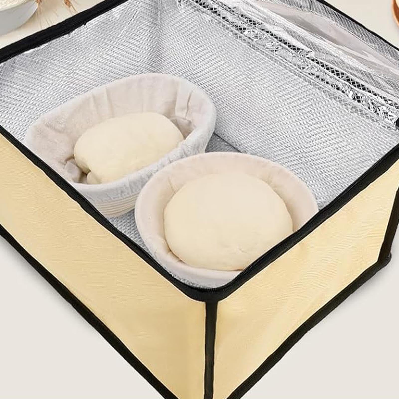 Brot-Gärschrank, Brot-Gärkasten Tragbare faltbare Brotwärmbox | Temperatursensor und Timer-Backzubehör, Fermentationsausrüstung mit Reißverschluss für die Herstellung von Brot--