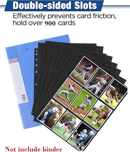 Miniatura 4 de Fundas para tarjetas de intercambio de 900 bolsillos, fundas de doble cara para tarjetas, fundas para carpetas de tarjetas de béisbol, fundas para