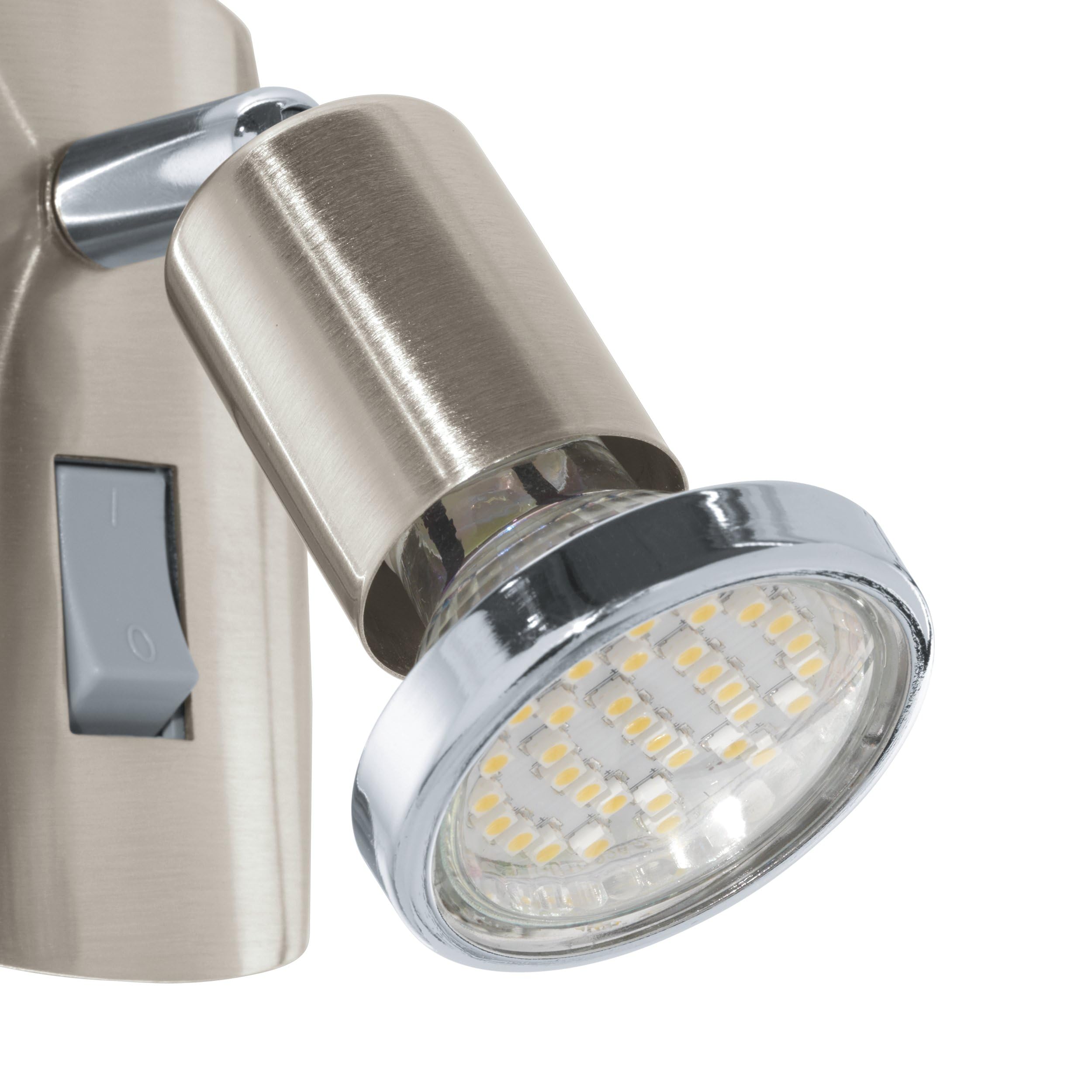 EGLO Gniazdo punktowe Mini, 1-punktowa lampa wtykowa, lampa wtykowa ze stali, kolor: nikiel matowy, chrom, oprawa: GU10, w zestawie przełącznik, przezroczysty