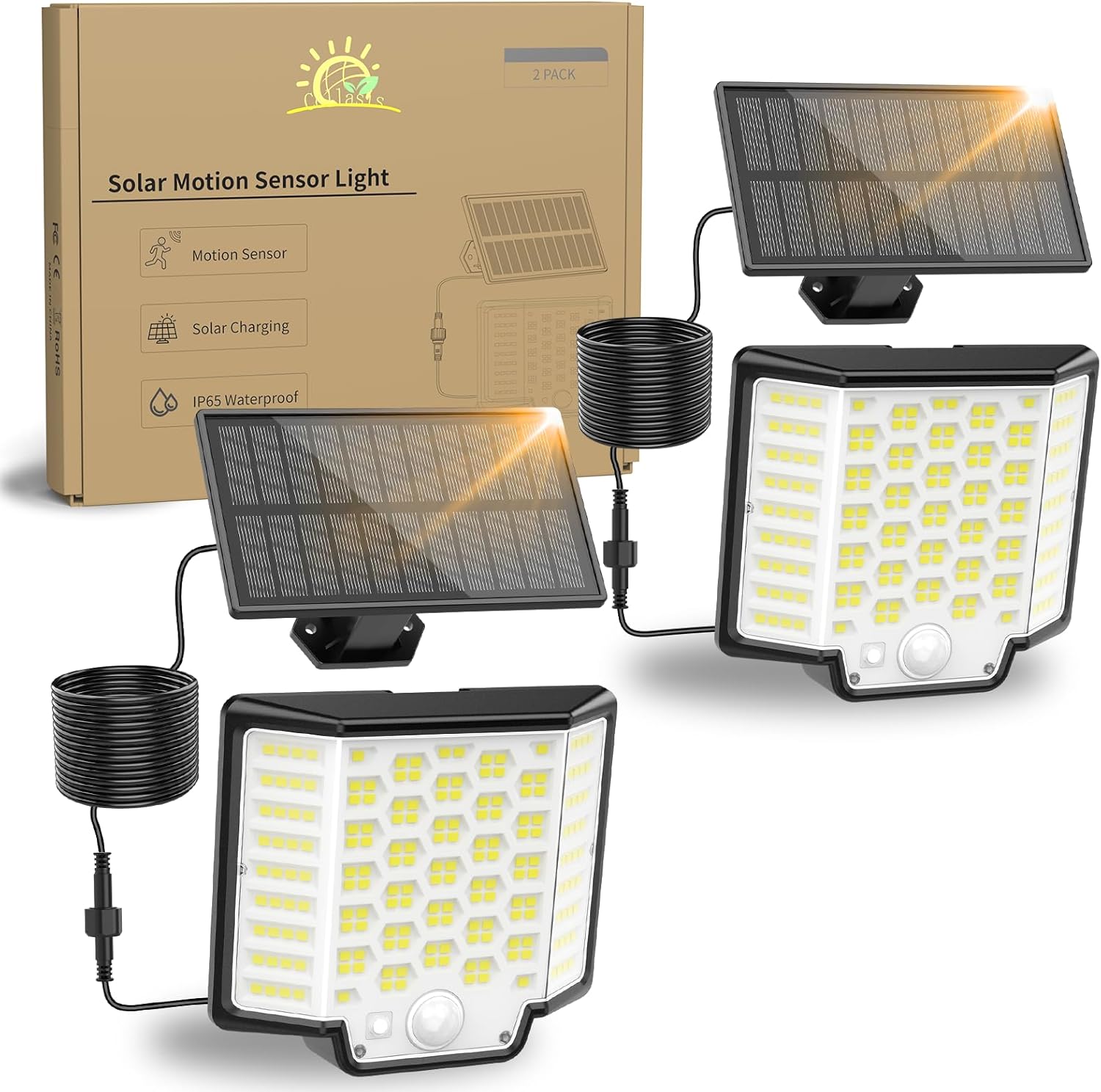 Solar Shed Lights Motion Sensor With 5M Cord Indoor Outdoor