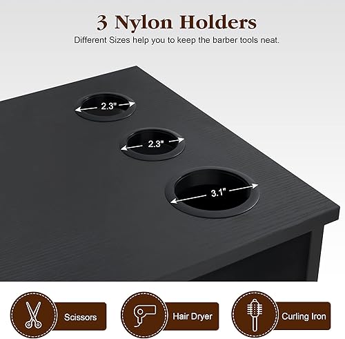 Miniatura 7 de BarberPub Estación de estilo de montaje en pared con bloqueo, estación de salón flotante de almacenamiento de peluquería, equipo de salón de belleza