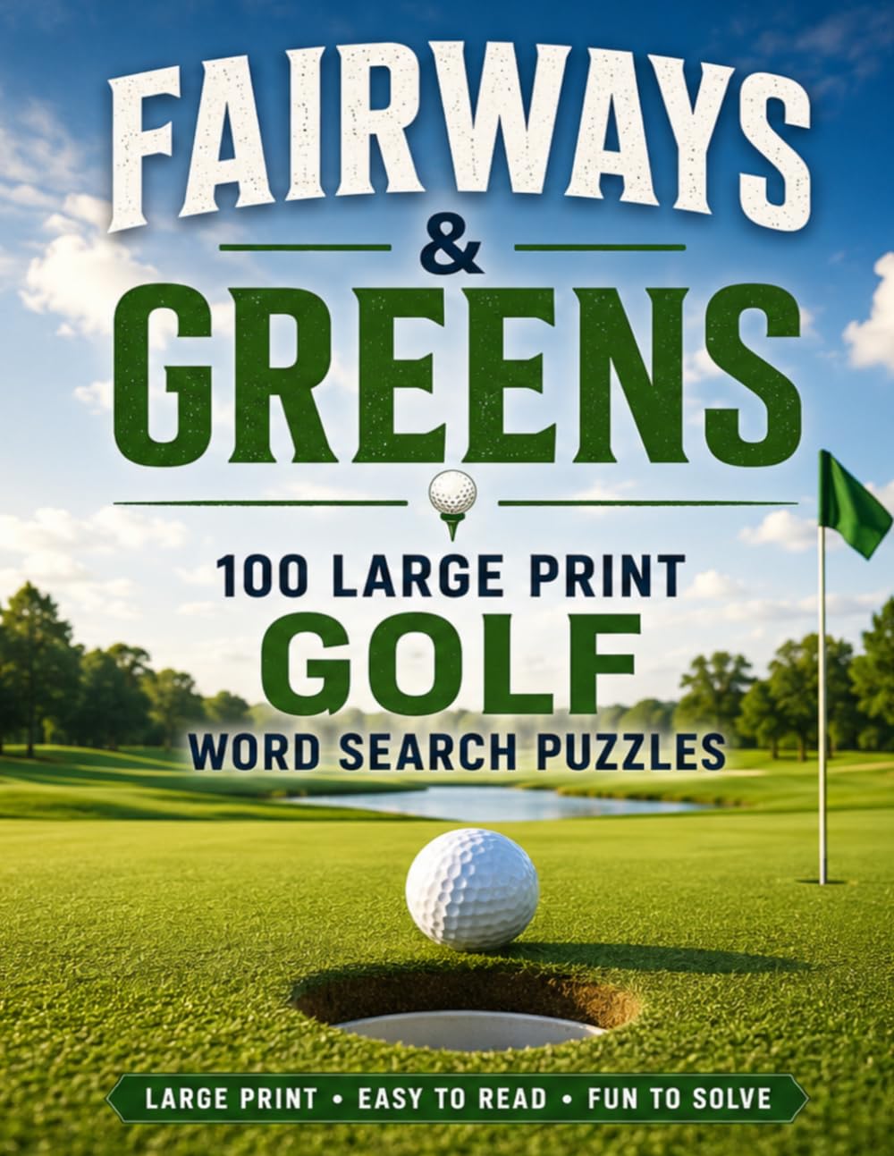 Fairways & Greens Word Search: 100 Large Print Golf Puzzles cover