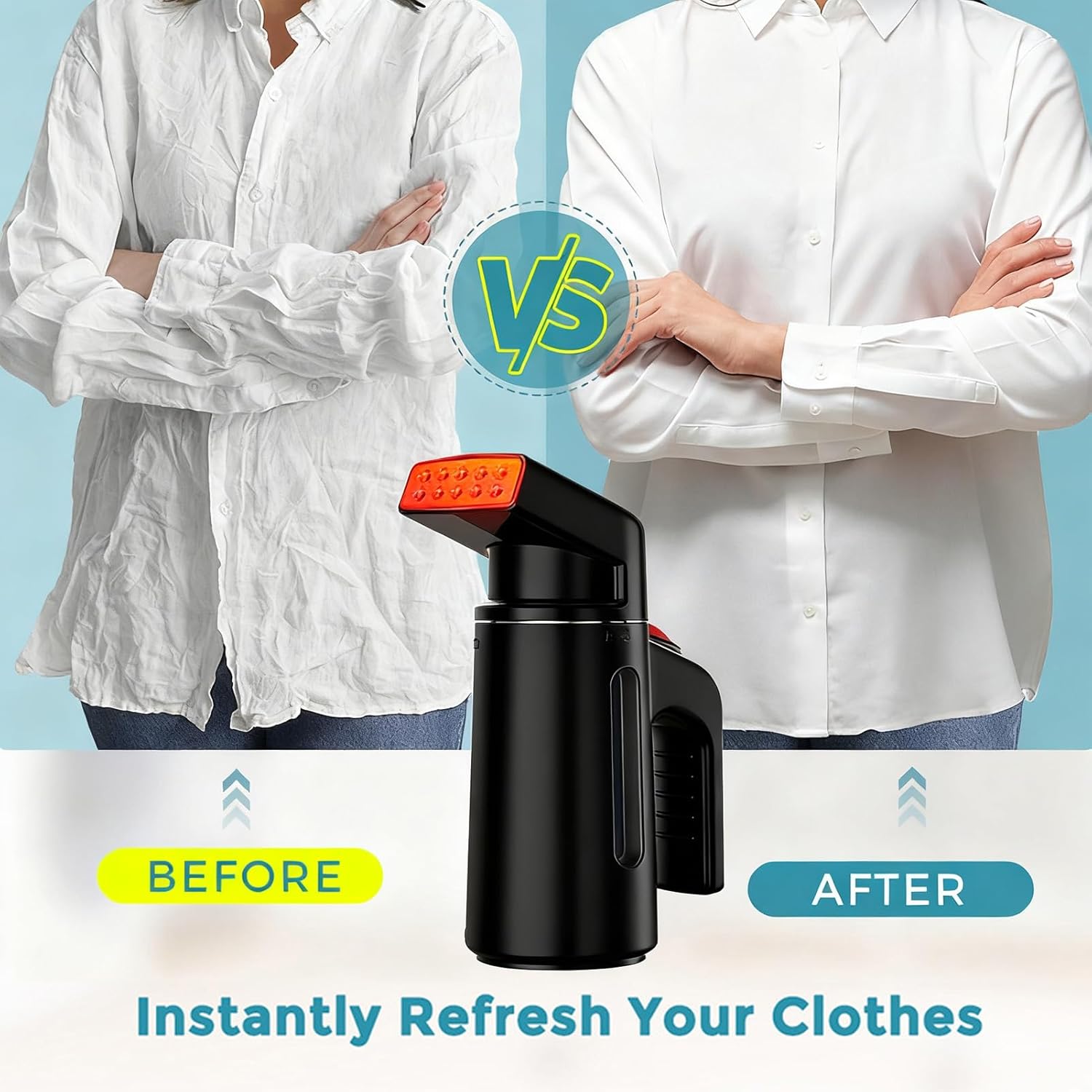 Diydeg Travel Steam Iron, 150ml Water Tank 700W Handheld Clothing Steamer for Garment 1.95m Power Cord, Steamer for Clothes Home Travel (Black)
