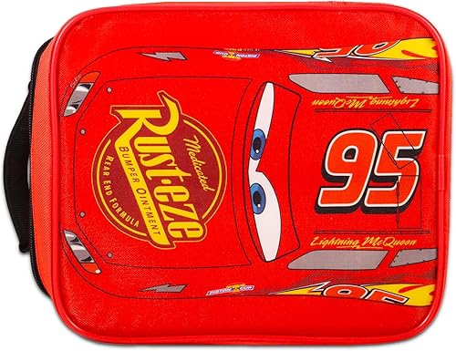 Miniatura 2 de Lonchera de Disney Cars para niños, paquete con bolsa de almuerzo con aislamiento premium Lightning McQueen más tatuajes, botella de agua para niños