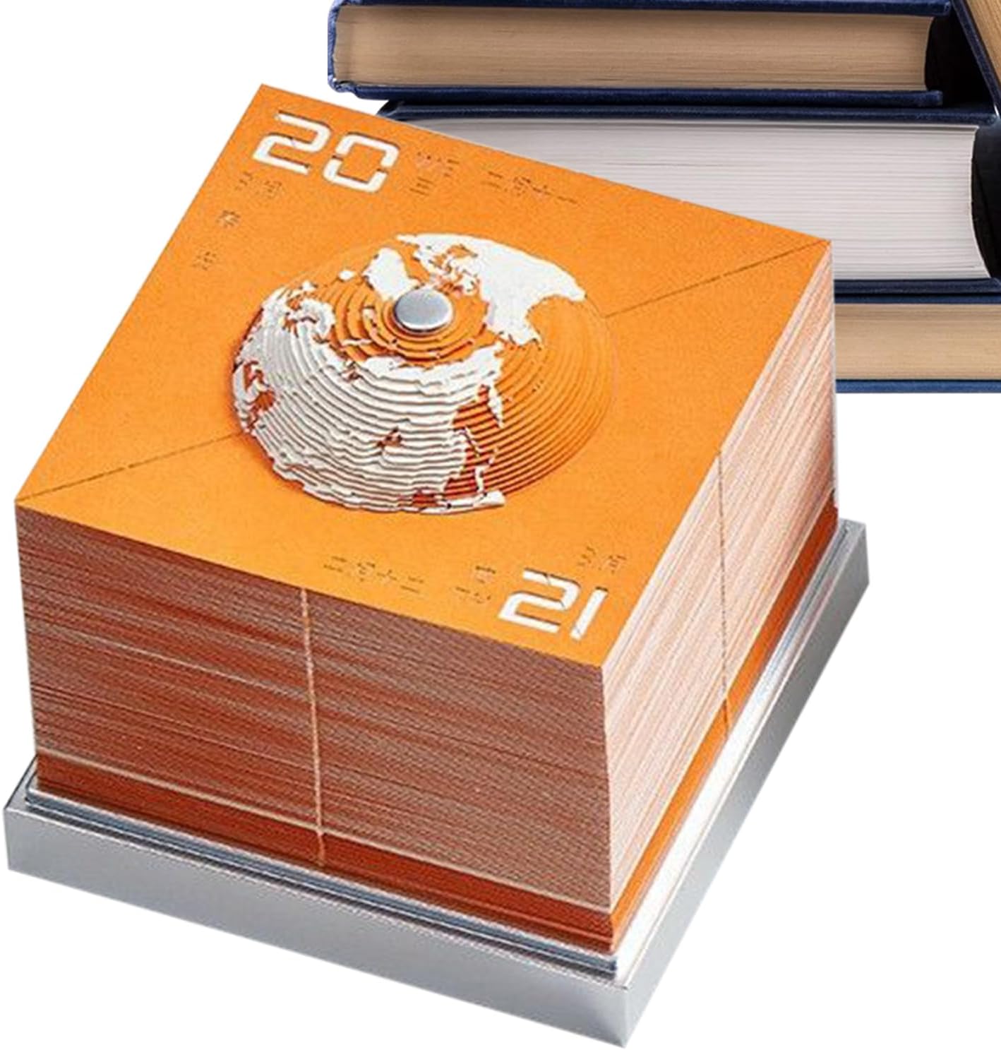 3D Calendar - 2026 Earth Shape Desktop Timepiece Notepad Holder | Office School Table Accessories Birthday Gift Freelancer Teacher Student Bedside Table Decoration