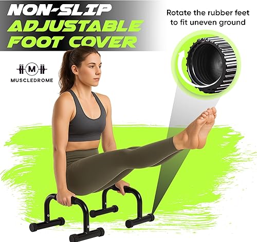 Miniatura 4 de Barra de empuje para piso, barra de inmersión resistente y paraletas de calistenia, barras paralelas de acero para entrenamiento en casa, asas de