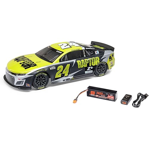 Losi 1/12 NASCAR RC Race Car William Byron No. 24 2025 Raptor Chevrolet ZL1 2S AWD Brushed On-Road Battery & Charger Included Black LOS1122524