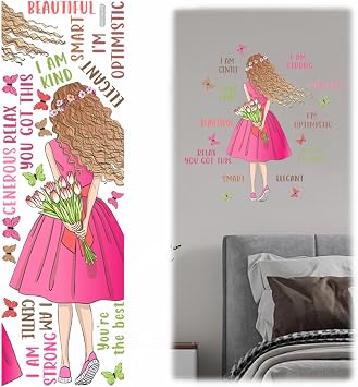 Wall Stickers Decor for Girls Bedroom, Butterfly Wall Decals for Girls Bedroom, Stickers for Living Room Wall Decoration, Girl Religious Butterfly Wall Decal Sticker, Positive Saying Pink