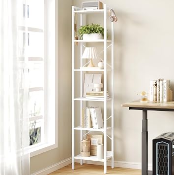Hzuaneri Bookshelf, Book Shelf, Industrial Bookcase with 2 Hooks
