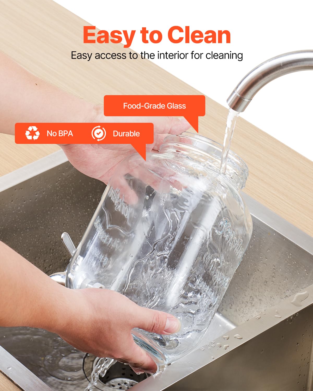 VEVOR Dispensador de Bebidas, 3 uds, 3,8 L, para Fiestas, Dispensador de Jugo de Vidrio con Soporte de Madera, Grifo de Acero Inoxidable, Infusor, para Té Helado, Limonada y Jugo, Transparente