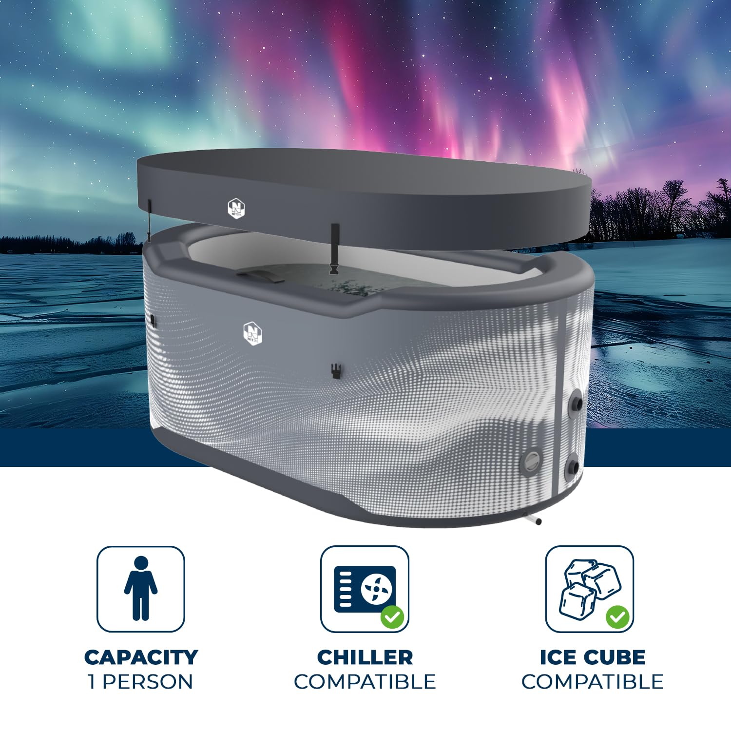 N NETSPA - SP-JRV300 - Bacino ICEBATH NETSPA JARVI Dropstitch: Terapia fredda Nuova Generazione - 170x92x67cm - 1 persona - 300L