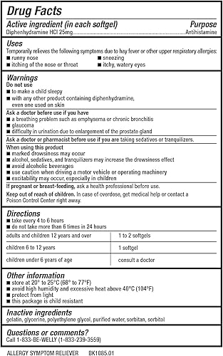 Miniatura 2 de Welly Remedios  Alivio de síntomas de alergia de venta libre  Antihistamínico  Difenhidramina HCl  Medicamento con ingredientes activos probados
