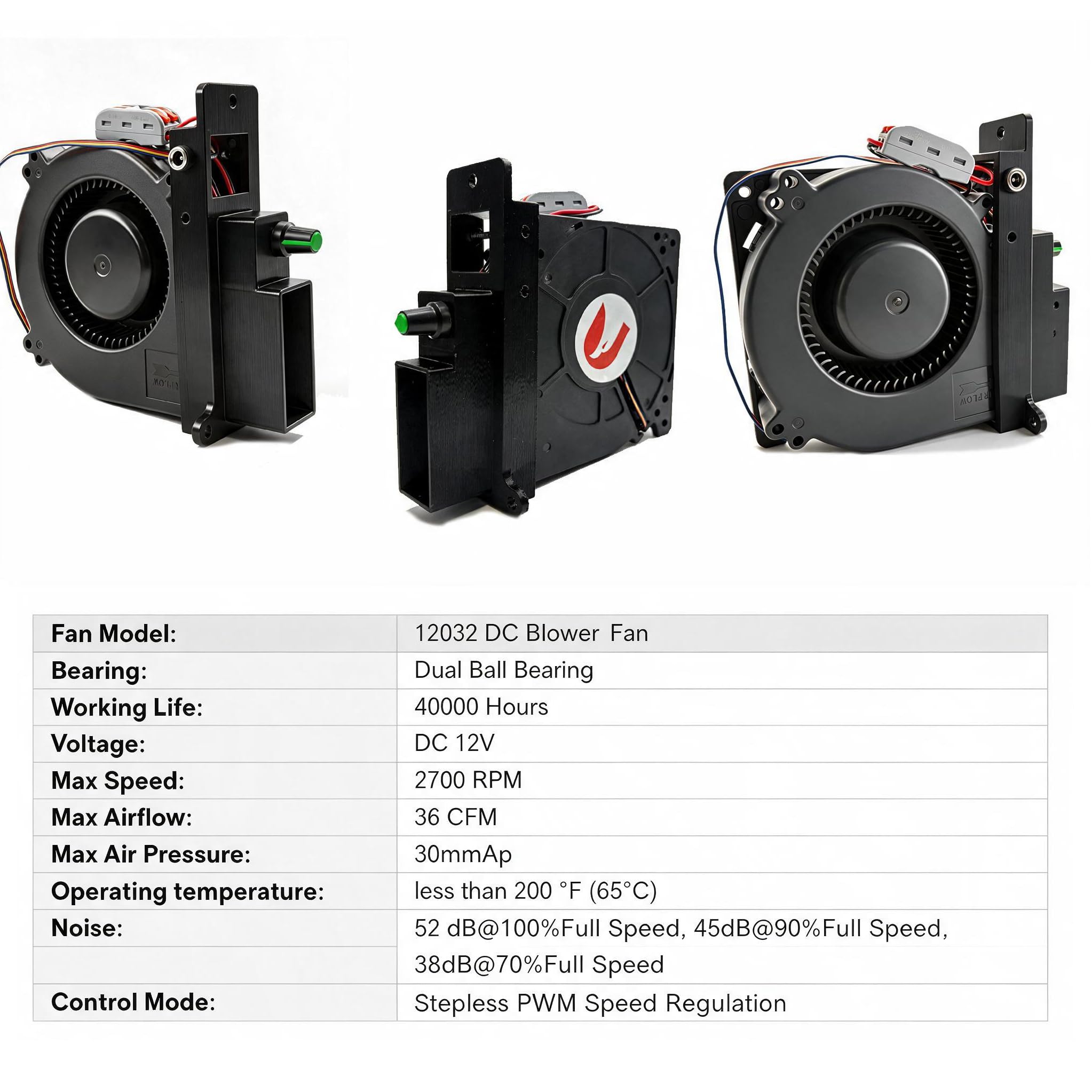 Ventilateur de refroidissement turbo 12032 CC 12 V avec contrôle de vitesse