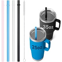 Replacement Straw for YETI 25oz Tumbler, 4 Pcs Reusable Straws Replacement for YETI 25/26/35oz Cup Straw Lids, Tritan Drinking Straws, BPA FreeColor 2