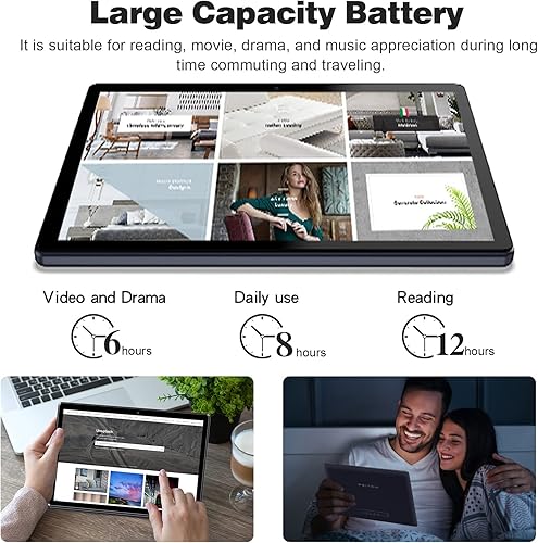Vista 4 de PRITOM Tablet 10 pulgadas, 64GB, Tablet Android 13, pantalla HD IPS, cámara dual, WiFi, Bluetooth, tabletas con batería de 6000mAh, certificado