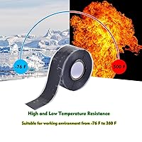 Vista 4 de Cinta de silicona de fusión autosellante, 1 pulgada de ancho, 16.5 pies, resistente y a prueba de fugas, de goma, impermeable, para agua