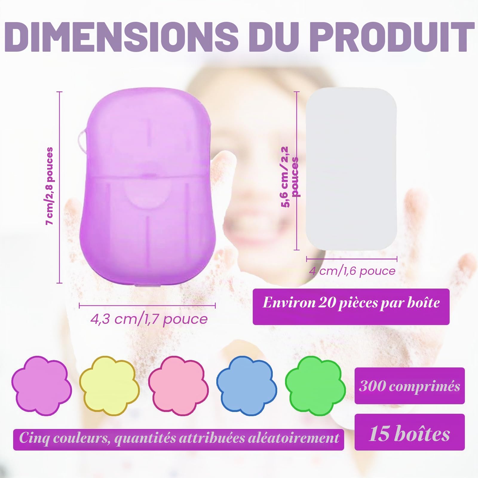 Savon en Papier Jetables 300 Feuilles 15 Boîtes Mini Portable Voyage Camping