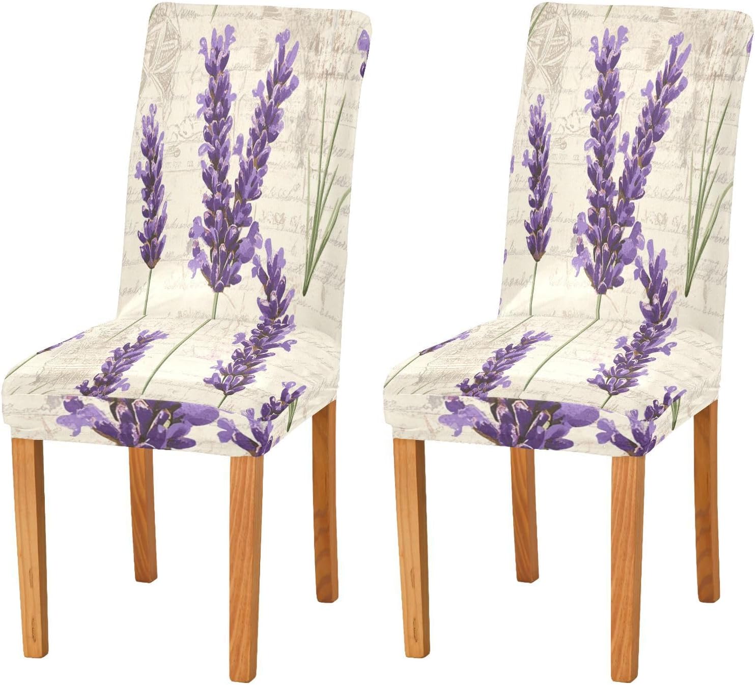 ALAZA Chair Covers for Dining Room, Lavender Retro Stamp Stretch Chair Cover Sets Chair Protector Removable Washable for Ktichen Restaurant Hotel
