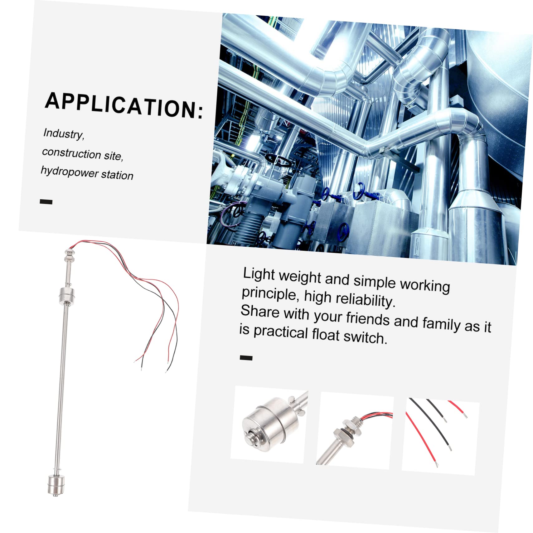 ULTECHNOVO 3pezzi Interruttore Galleggiante Acciaio Inossidabile Per Sensore Di Accessorio Pratico Per Serbatoi e Acquari Design Compatto e Duraturo Alta Precisione Per Monitoraggio Liquidi e