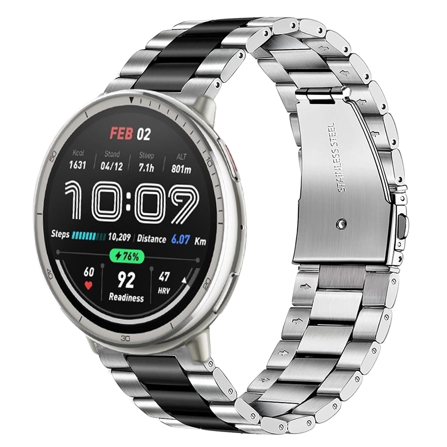 Lamshaw Compatible con Amazfit Active 2 Correas 20mm,22mm No Gap Hombre, Mujer Metal Metálica Acero Reloj Repuesto Inteligente Smartwatch Pulseras Compatible con Amazfit Watch