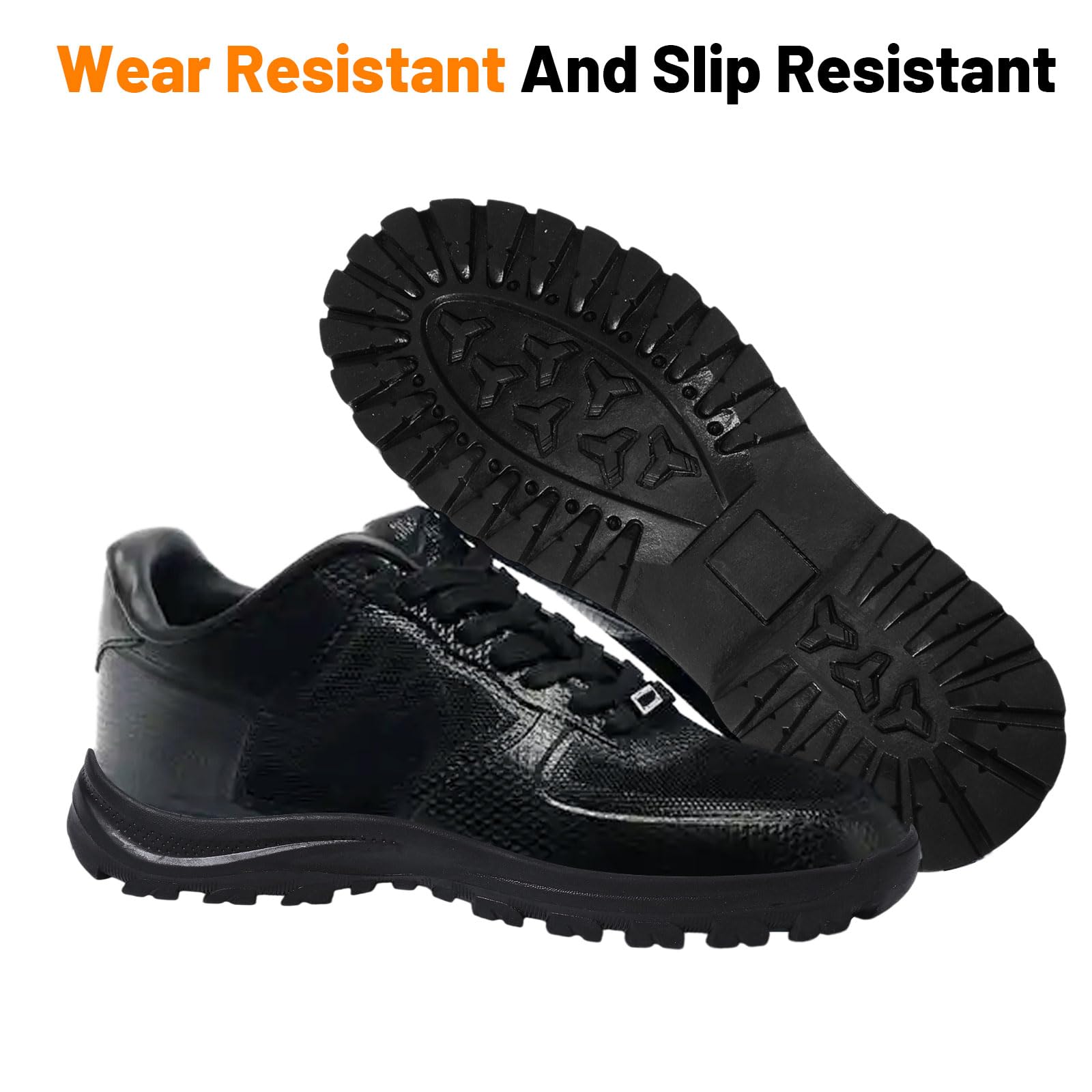 CHGCRAFT - Plantillas de goma para zapatos de bricolaje, 1 par de suelas totalmente de goma negras, resistentes al desgaste, plantillas elevadas para zapatos y botas, Negro, 40 EU
