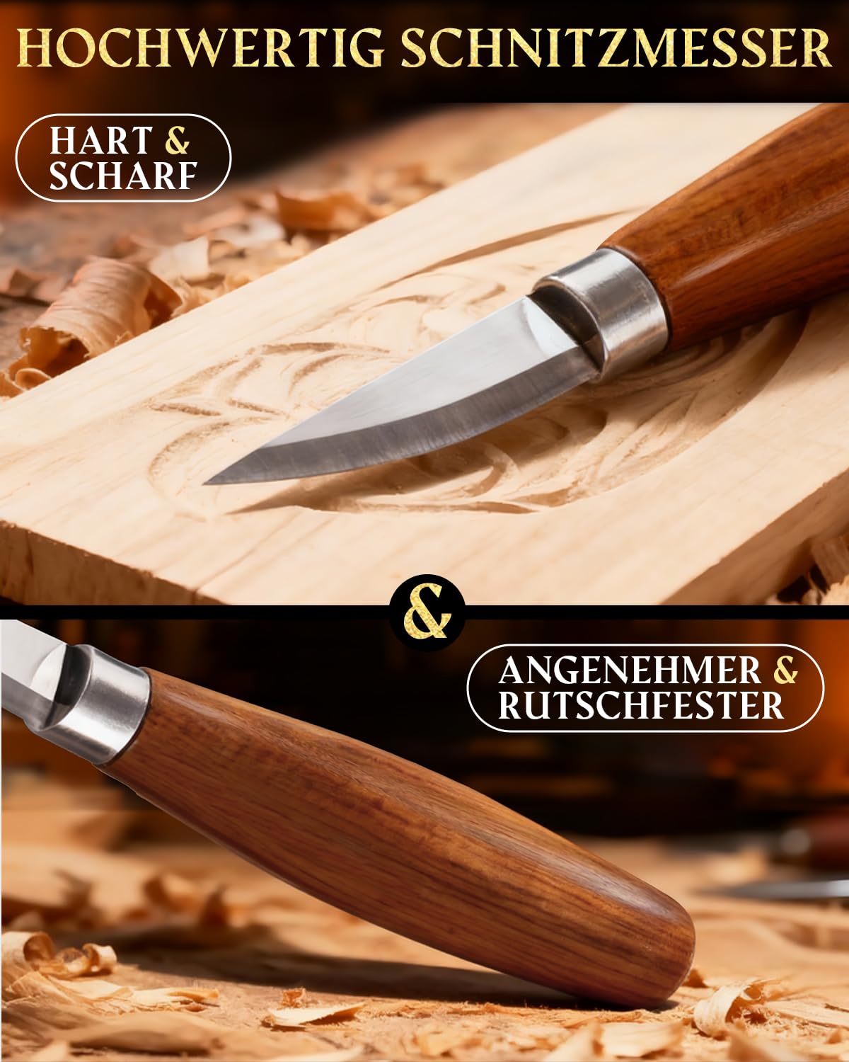 Schnitzwerkzeug Holz Schnitzset für Anfänger: Schnitzmesser Set 25-tlg. zum Schnitzen - HolzSchnitzset Carving Kit mit Anleitung, Handschuhe und Lindenholz für Erwachsene Geschenk