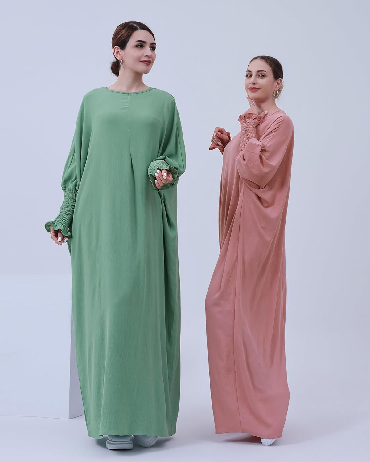 Muslim Prayer Abaya Islamic Women's Khimar Pure Color Hijab Dress Long Sleeve Dubai Kaftan - Image 4