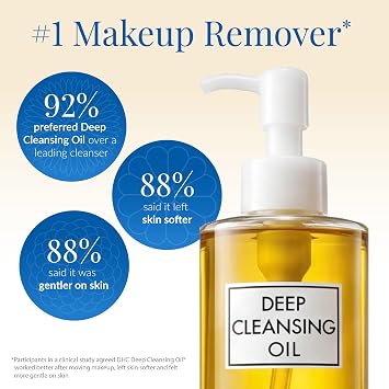 DHC Deep Cleansing Oil Medium, Facial Cleansing Oil, Makeup Remover, Cleanses without Clogging Pores, Residue-Free, Fragrance and Colorant Free, All Skin Types, 4.1 fl. oz.