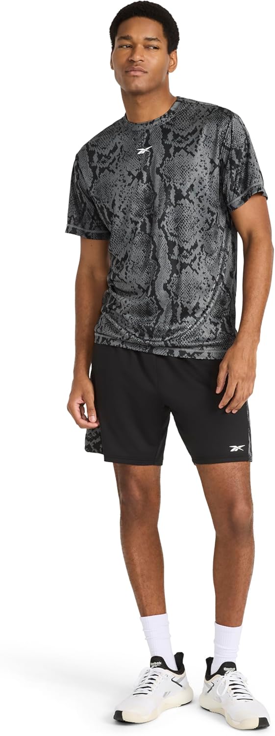 Reebok Mens Small Logo Short Sleeve Crewneck T-Shirt, Standard Fit, Breathable Lightweight Stretch Knit Fabric - Image 3