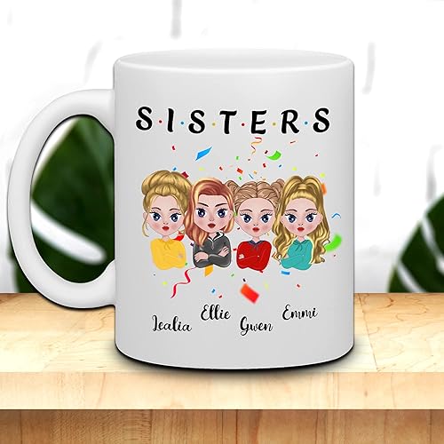 Miniatura 3 de WHIDOBE Taza de café personalizada de 11 onzas y 15 onzas con avatares, nombres, taza personalizada para mujeres, regalos personalizables para