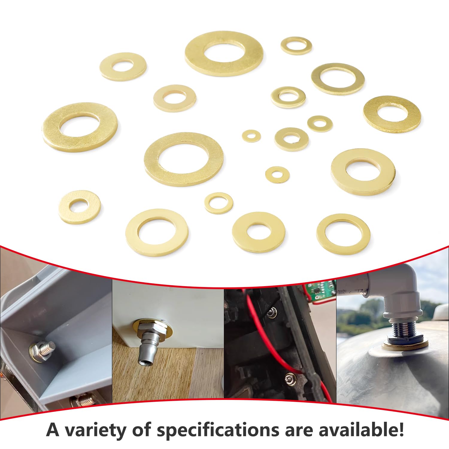 YIXISI 30 Pezzi M8x14x1 mm Rondella Piana, Rondelle Piatte in Ottone, Rondella di Metallo, per Viti e Bulloni