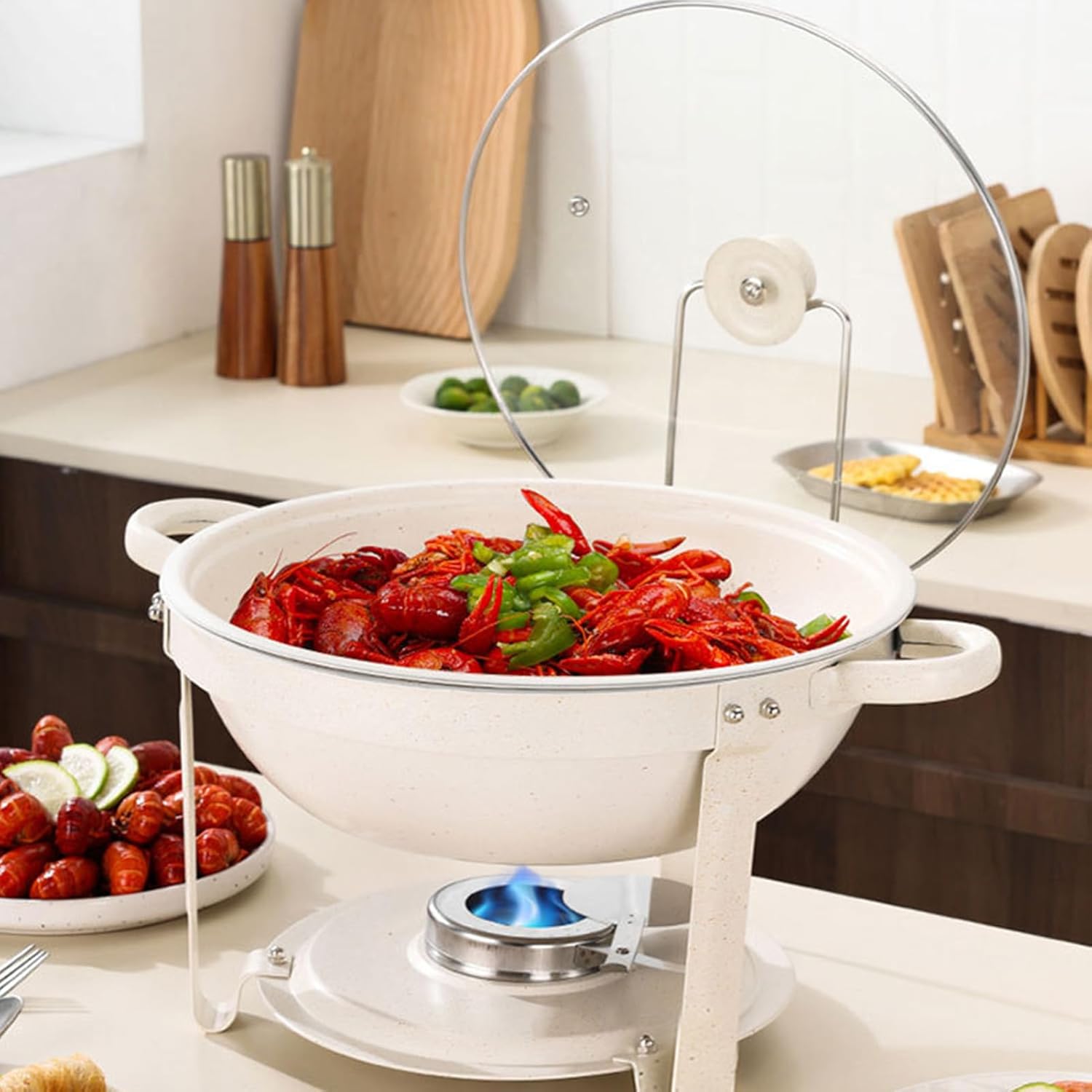 Buffet Dishes, Nonstick Dinner Plate, 13.78x13.78x5.51 Inches Chafing Dish Grip, Heat Resistant Gadget with Balance, Stylish Party Accessory with Style Finish, Home Accessories for Wedding Receptions