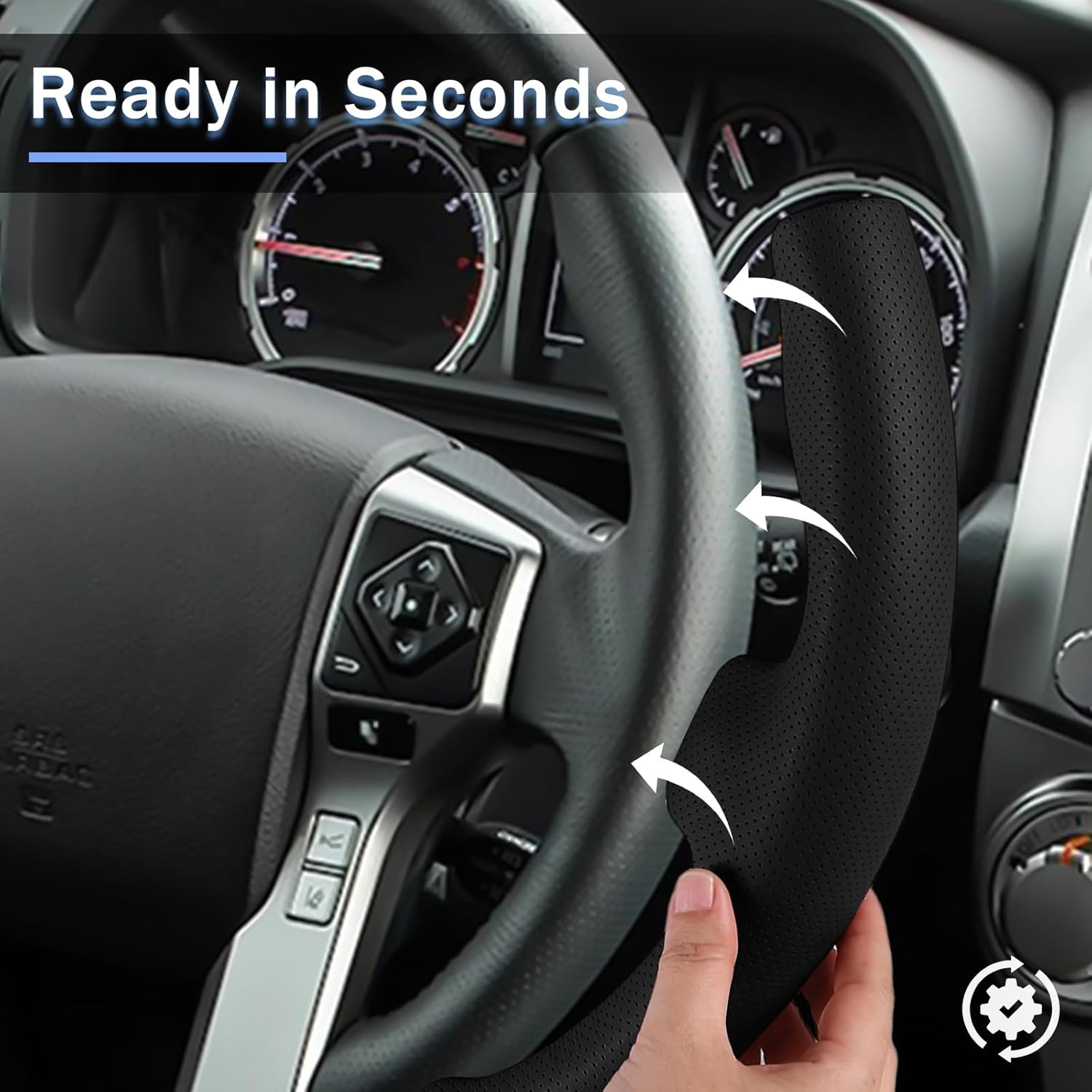 Fit for Tacoma(2012-2023) Steering Wheel Cover, Steering Wheel Cover for Toyota 4Runner(2010-2024) Tundra(2014-2021) Sequoia(2014-2022) Accessories (Perforated Black)