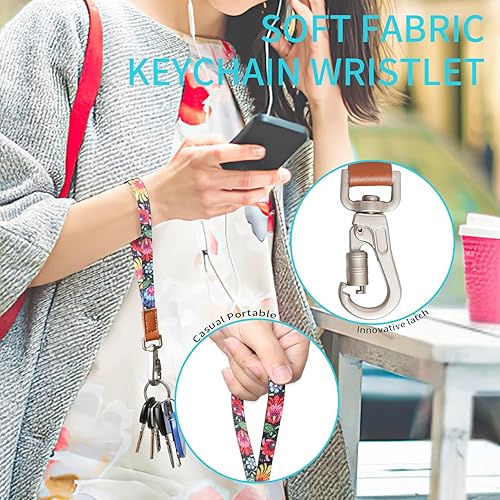 Miniatura 4 de RAINDEE Cordón de muñeca para llaves llavero cartera soporte de identificación teléfono celular cordón de pulsera para mujer correa de muñeca para