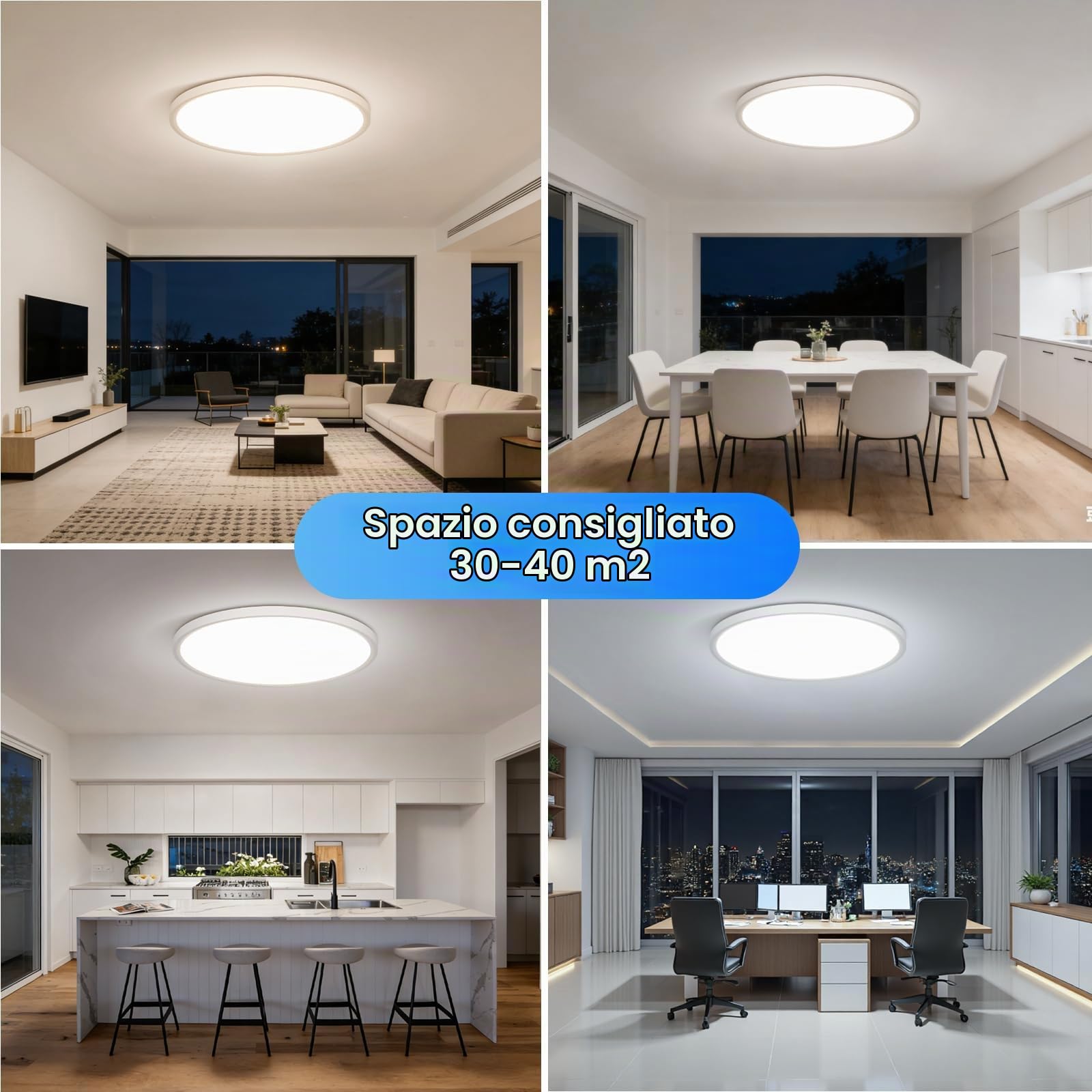 OTREN Plafoniera LED Soffitto Dimmerabile 56W 60CM Lampadario con Telecomando, Modalità Notturna e Memoria, 3000K–6500K, IP44 Impermeabile per Camera da Letto, Soggiorno, Ufficio e Cucina