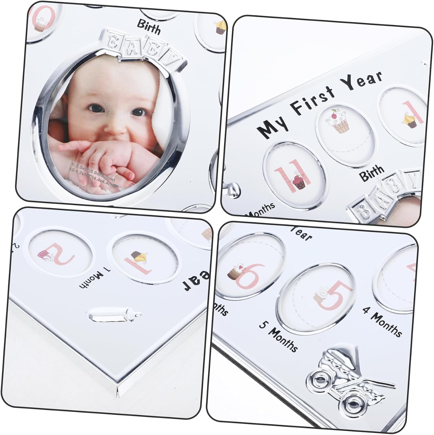 Baby 12 Months Photo Frame Growth Record Display Rack Holds 12 Pictures image 3