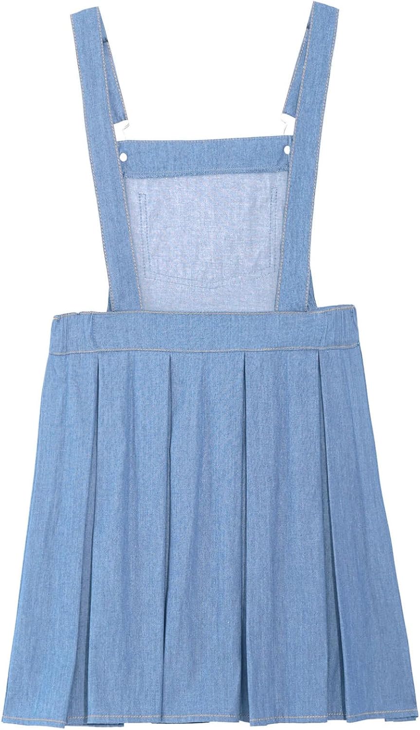 Loyan Toddler Girls Adjustable Strap Bib Skirt Jumper Dress Pleated Suspender Dress Casual Denim Overalls