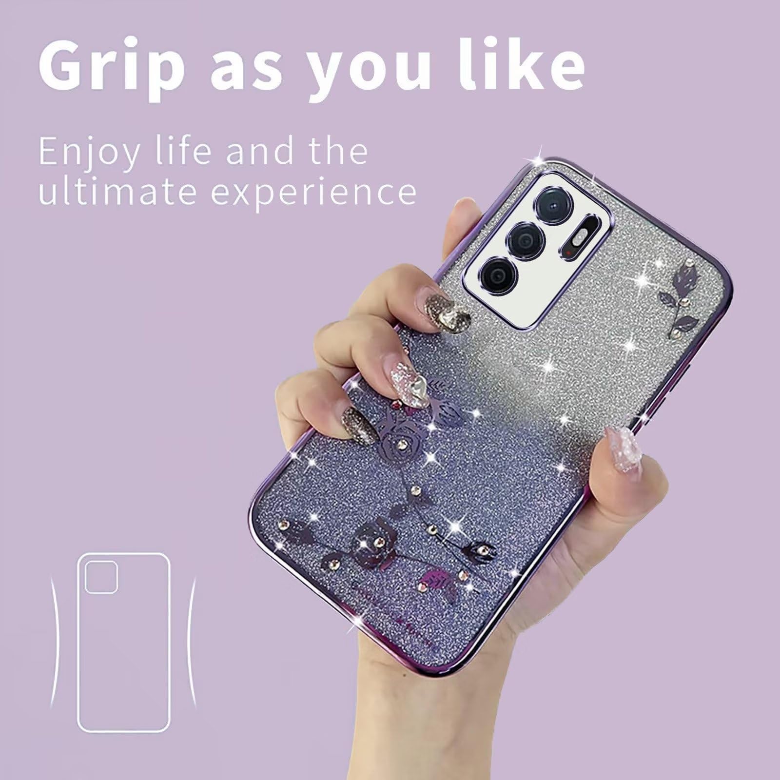 Jeelar Cover per Xiaomi Redmi Note 10 5G, Custodia Protettiva Simpatica Custodia Protettiva Glitterata per donne e Ragazze Custodia Rosa