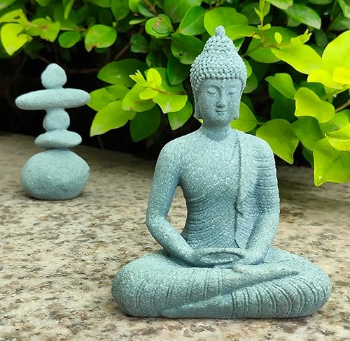 Miniatura 5 de livelyfish Decoración de Buda para pecera, figuras de Buda de acuario, escultura asiática de piedra arenisca de estilo japonés para decoración del