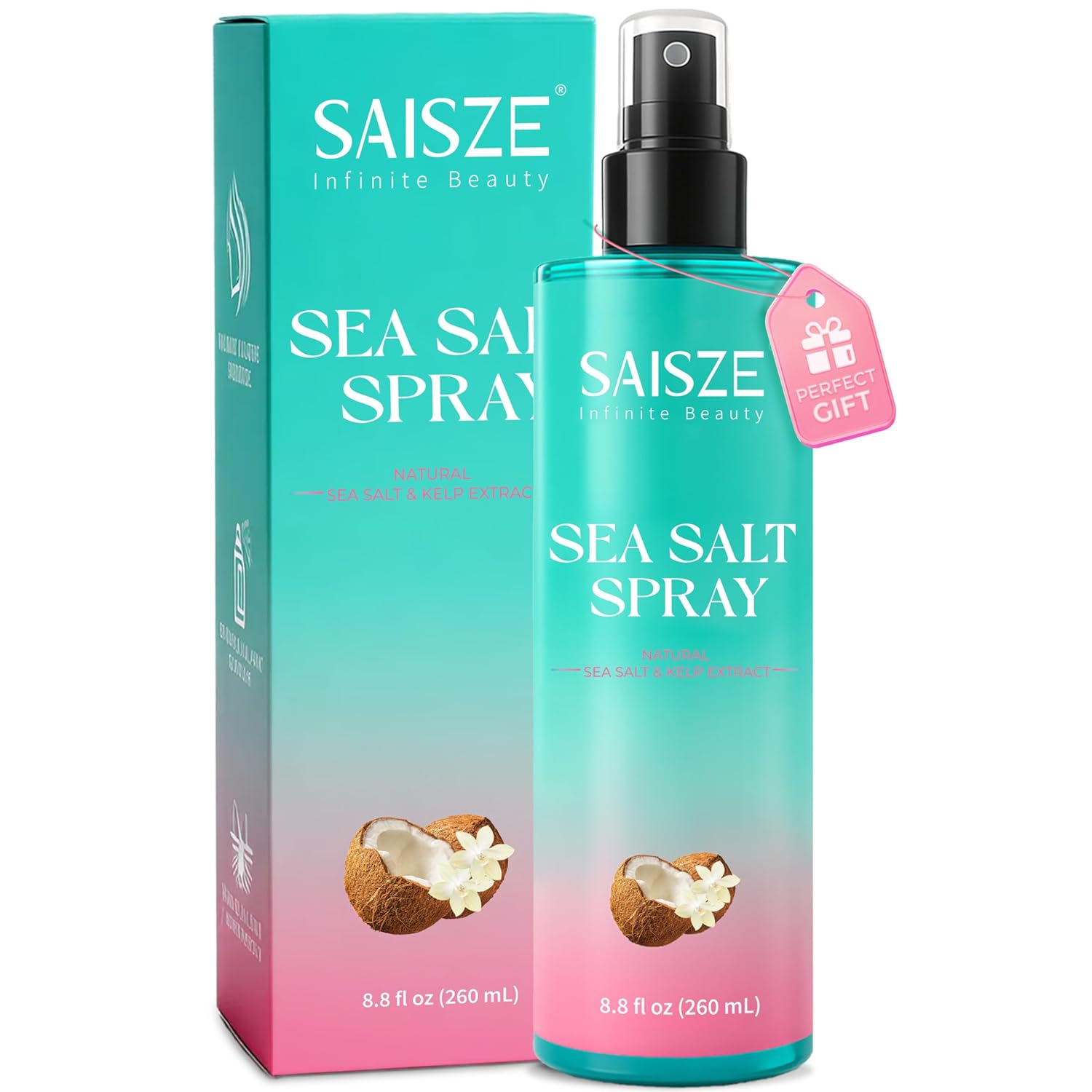 Sea Salt Spray for Women and Men, Travel Essentials, Beach Vacation Essentials, Textured Beach Waves & Volume for Curly Hair, Coconut Surf Spray, Gifts for Teen Girls, 8.8 oz