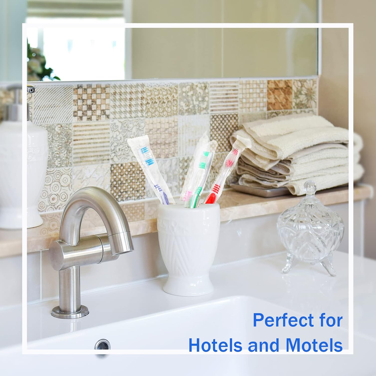 Honeydak 250 Packs Individually Wrapped Toothbrushes Disposable Bulk Toothbrushes Soft Bristle Tooth Brush Manual Travel Toothbrush Rubber Handle Multi Color Toothbrush for Adults