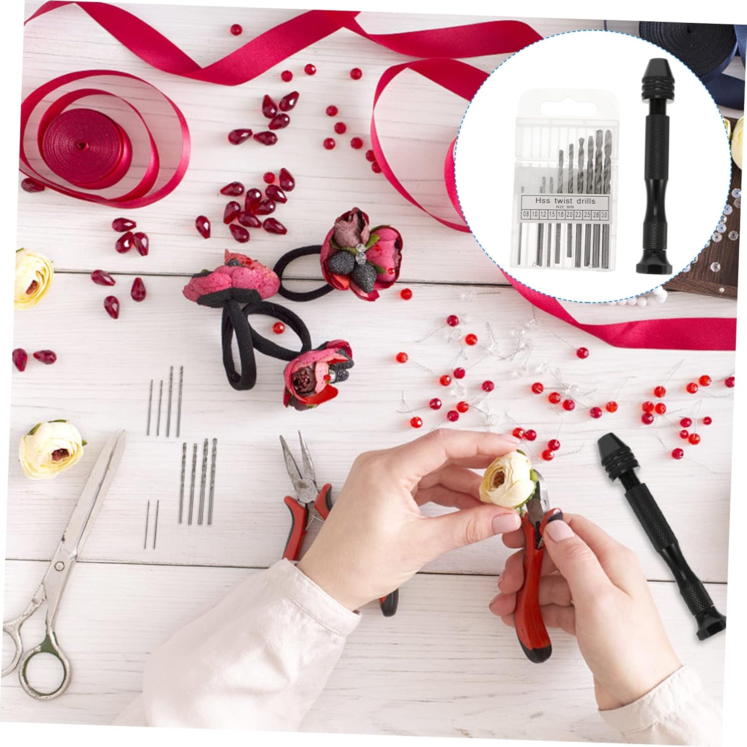 DOITOOL 11pcs Professional Pin Vise Hand Drill Micro Hand Drill Bit Set for Woodworking Screw Diy Jewelry Making