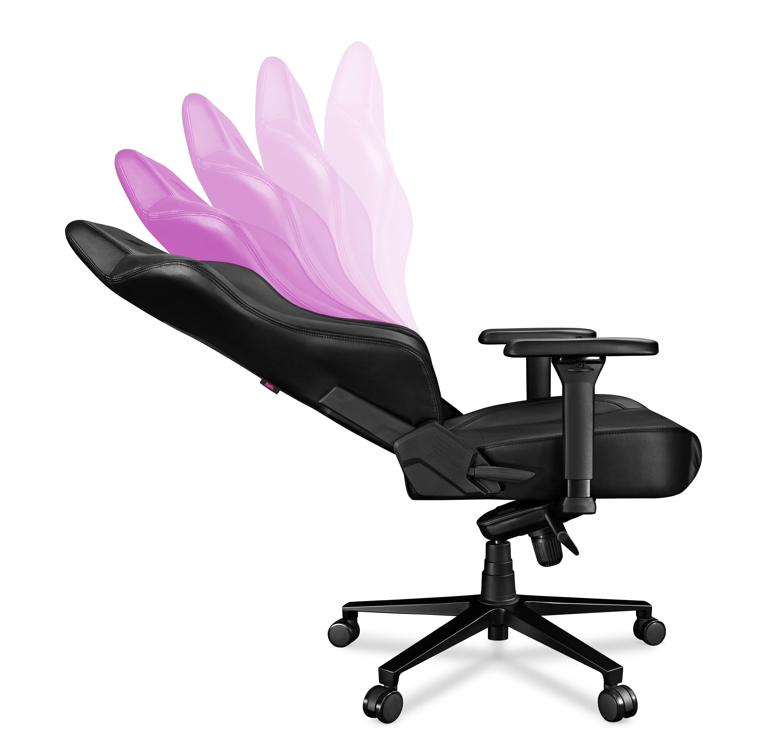 2054F Sedia da ufficio, da gioco, nera - Sedile gaming con cuscini magnetici per collo e lombari - in pelle PU con braccioli 4D - Poltrona con ruote in gomma silenziose 150 kg