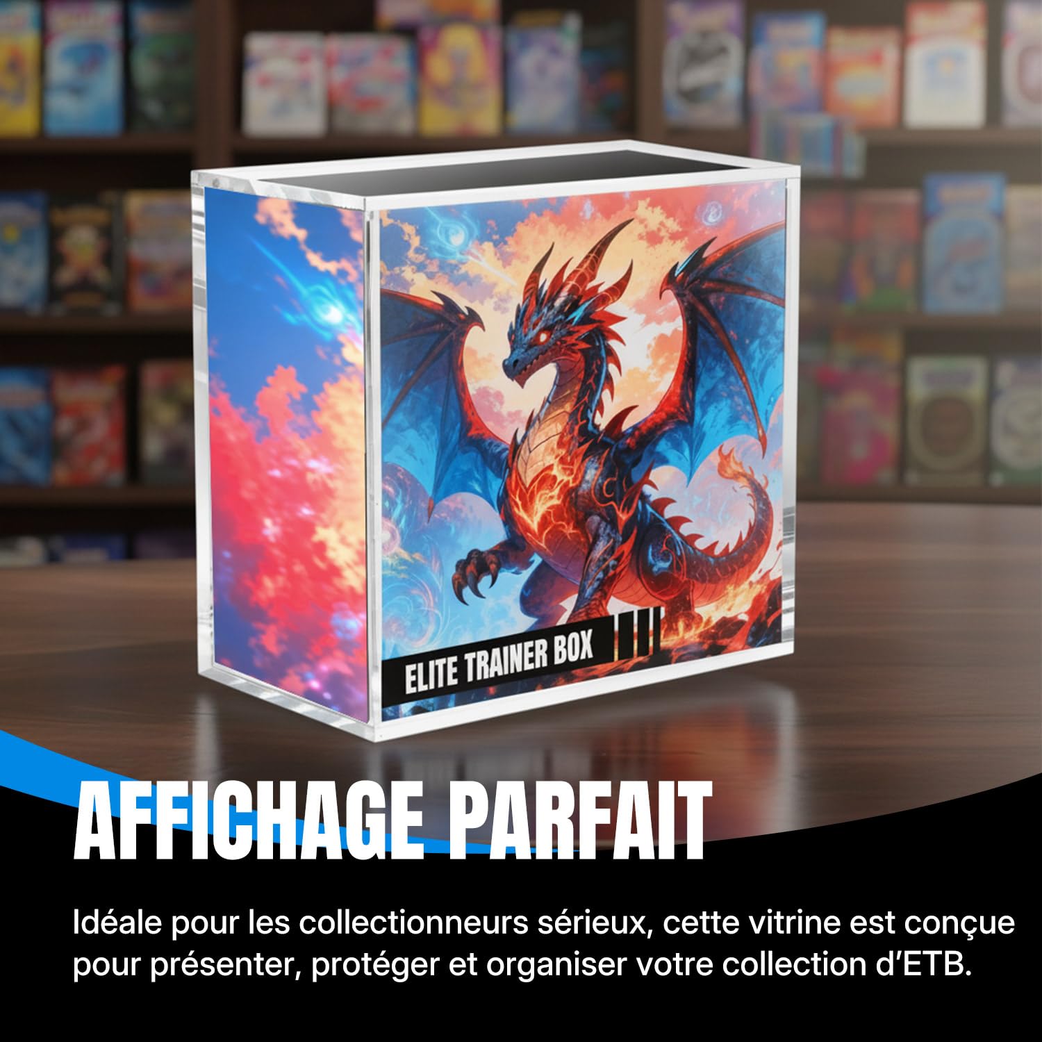 Wigearss Boîte Magnétique de Protection pour Pokémon ETB, Boîte de Rangement en Acrylique Compatible avec Pokémon Elite Trainer Box