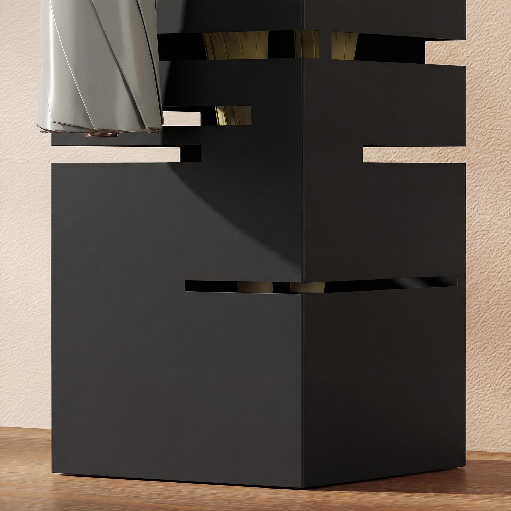 HOMCOM Paragüero Metálico, Soporte de Paraguas con 4 Ganchos y Bandeja de Goteo Extraíble, Paragüero Negro para Entrada, Oficina, 15,5x15,5x49 cm