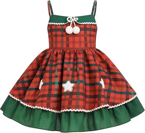 Baby Girl My 1st Christmas Outfits Toddler Winter Holiday Sleeveless Plaid Pictu
