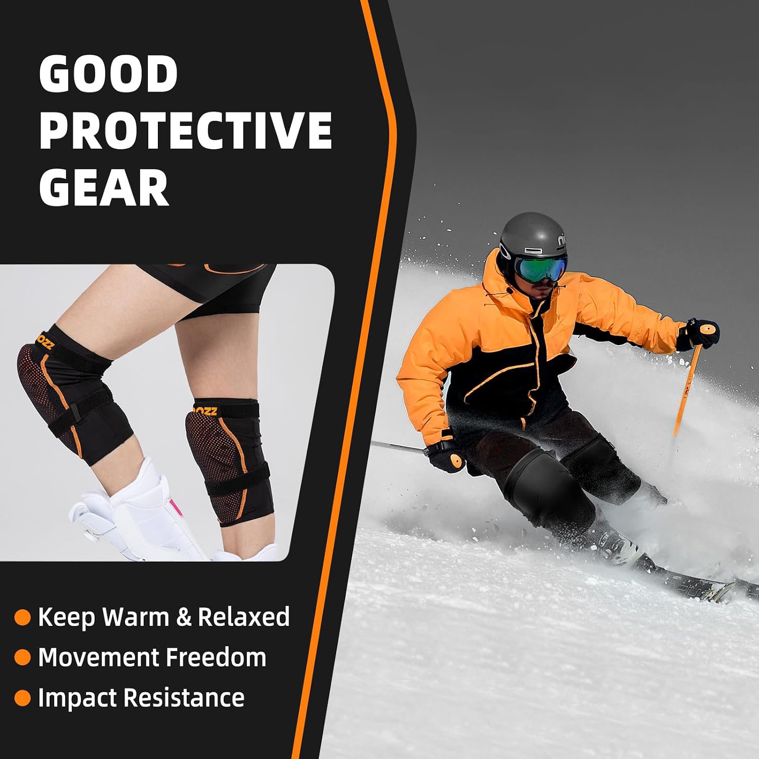 COPOZZ Knee Pads Unisex, Anti-slip Volleyball Wrestling Knee Pads, Protective Knees Support with Thick Breathable EUDE Foam for Max Comfort, Pads for Men Construction, Work, House Cleaning