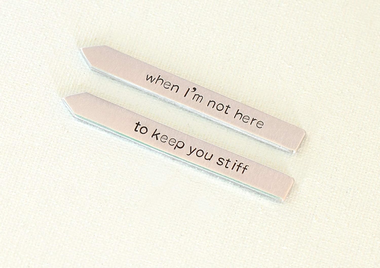 Collar Stays to Keep you Stiff when I’m not Here in 925 Sterling Silver