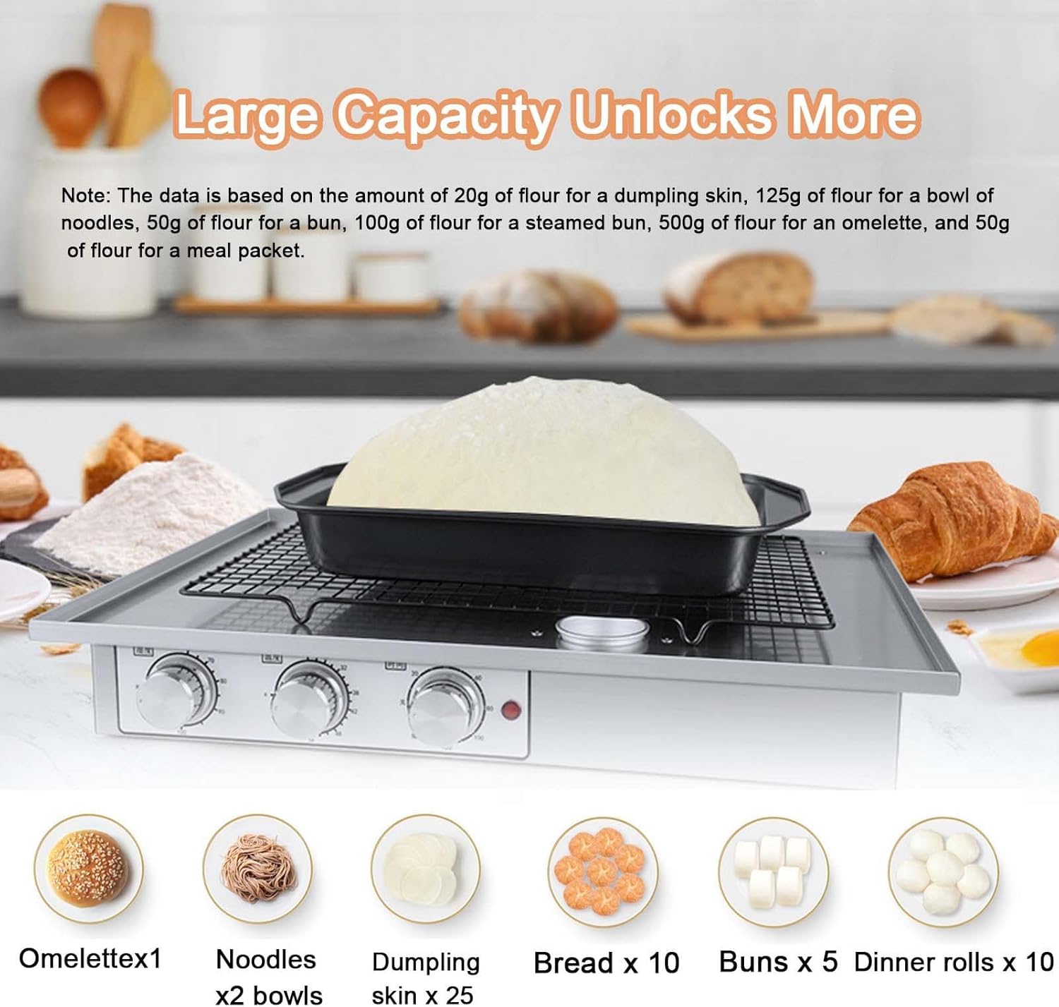 Electric Bread Dough Proofer Machine,with Humidification Cup,Grids,A Pair of Heat-Insulating Gloves,Adjustable Temperature and Timing,for Home Fermentation,410 * 310 * 280